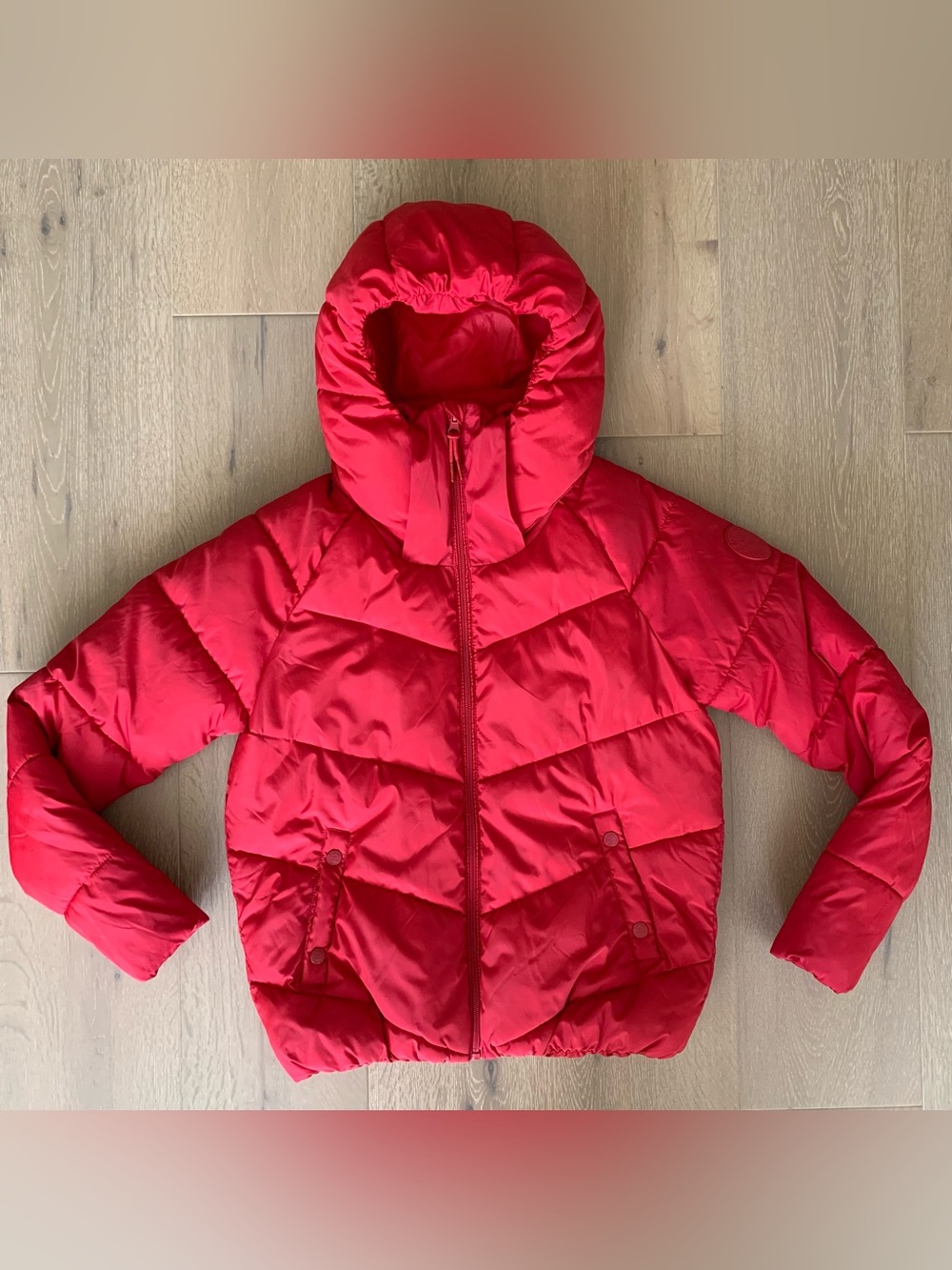 H&M Kids Red Puffer Jacket with Hood Size 13-14 Girl Crew